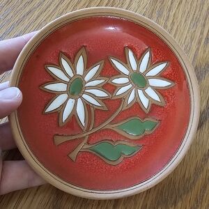 Red Floral Ceramic Plate